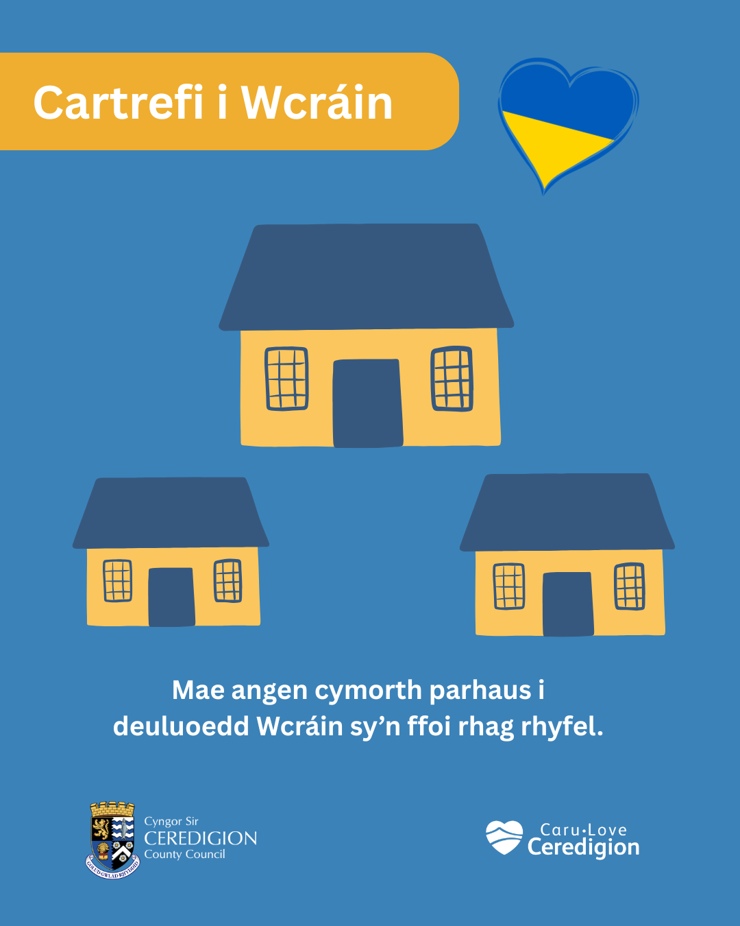 Angen cymorth parhaus i deuluoedd Wcráin sy’n ffoi rhag rhyfel 