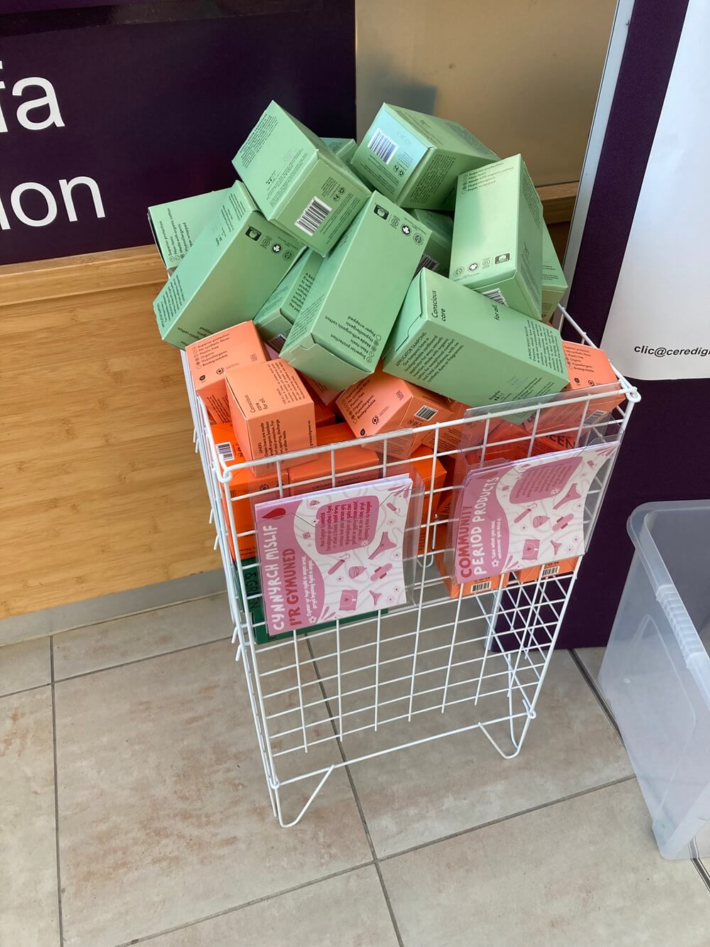 A basket full of period dignity products