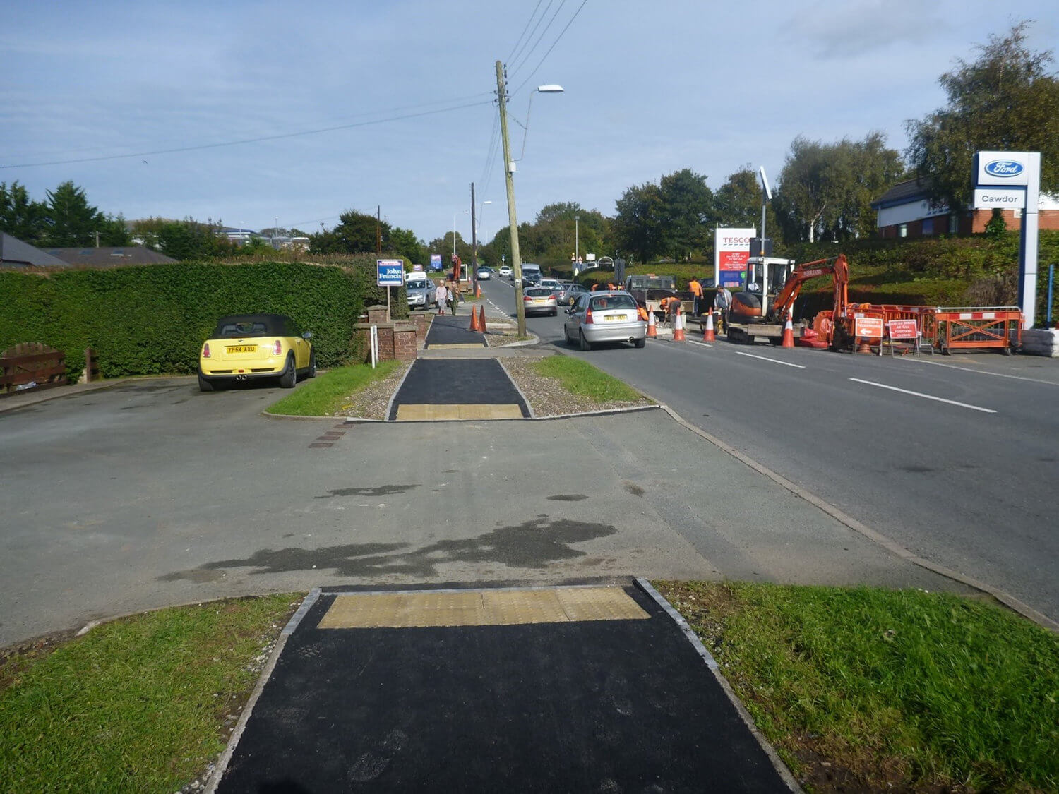 Aberystwyth Road, Cardigan. New dropped kerbs and tactile paving and resurfaced footway
